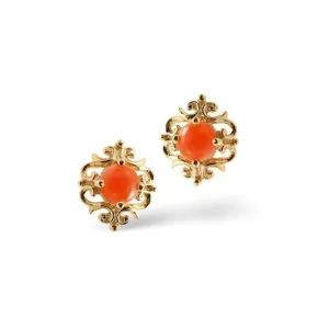 Acotis Diamonds 9K Gold 4.5mm Coral Earrings Z1135