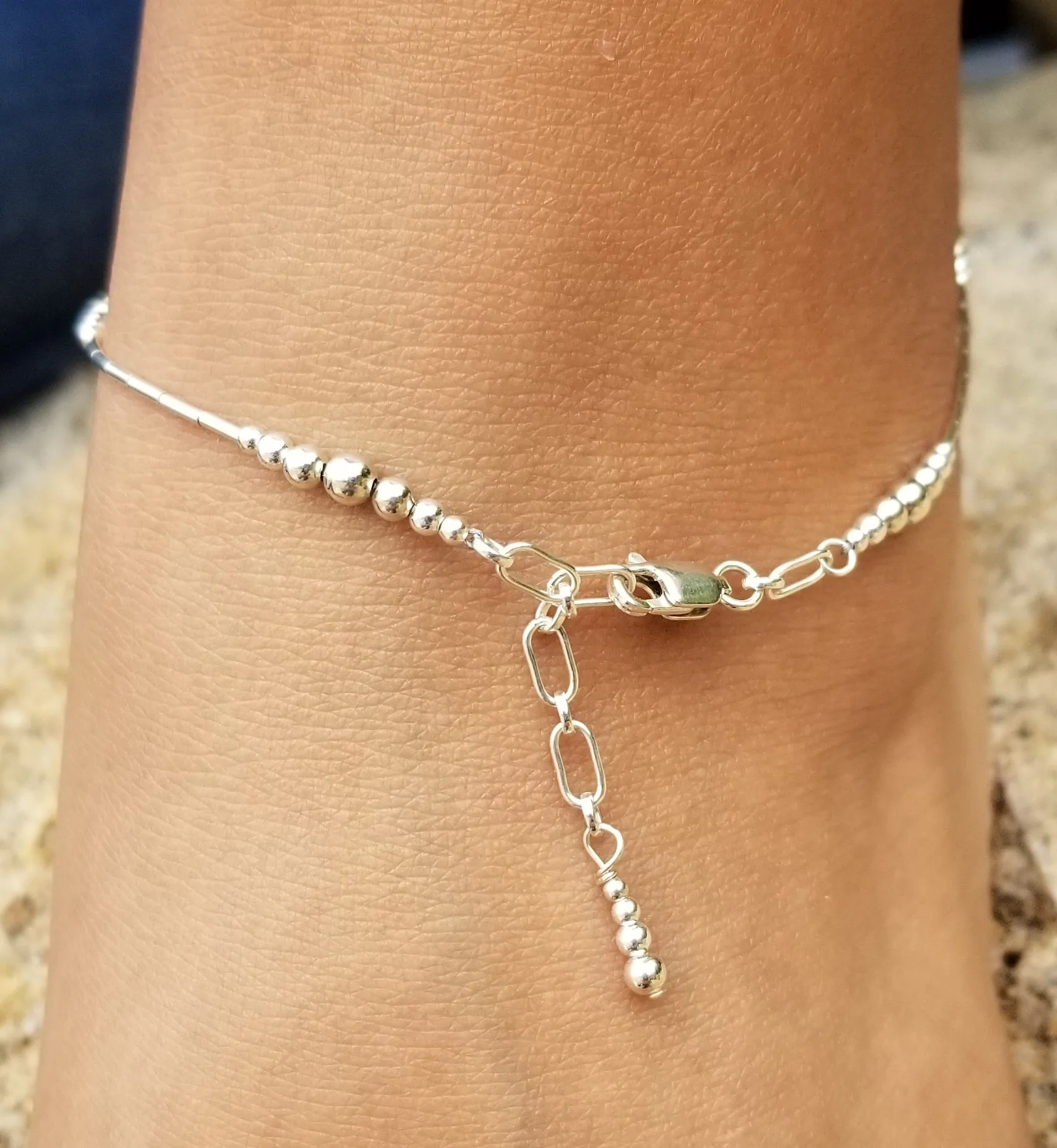 Anklet - Tube & Ball (Sterling Silver)