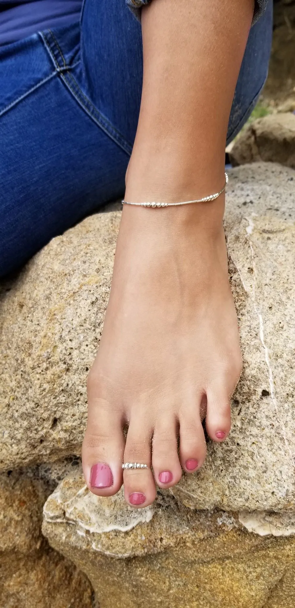 Anklet - Tube & Ball (Sterling Silver)