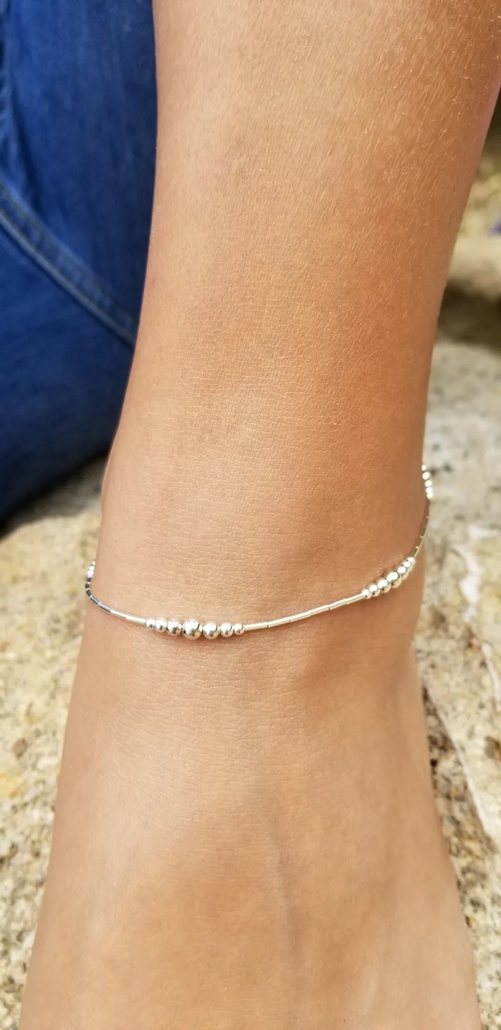 Anklet - Tube & Ball (Sterling Silver)