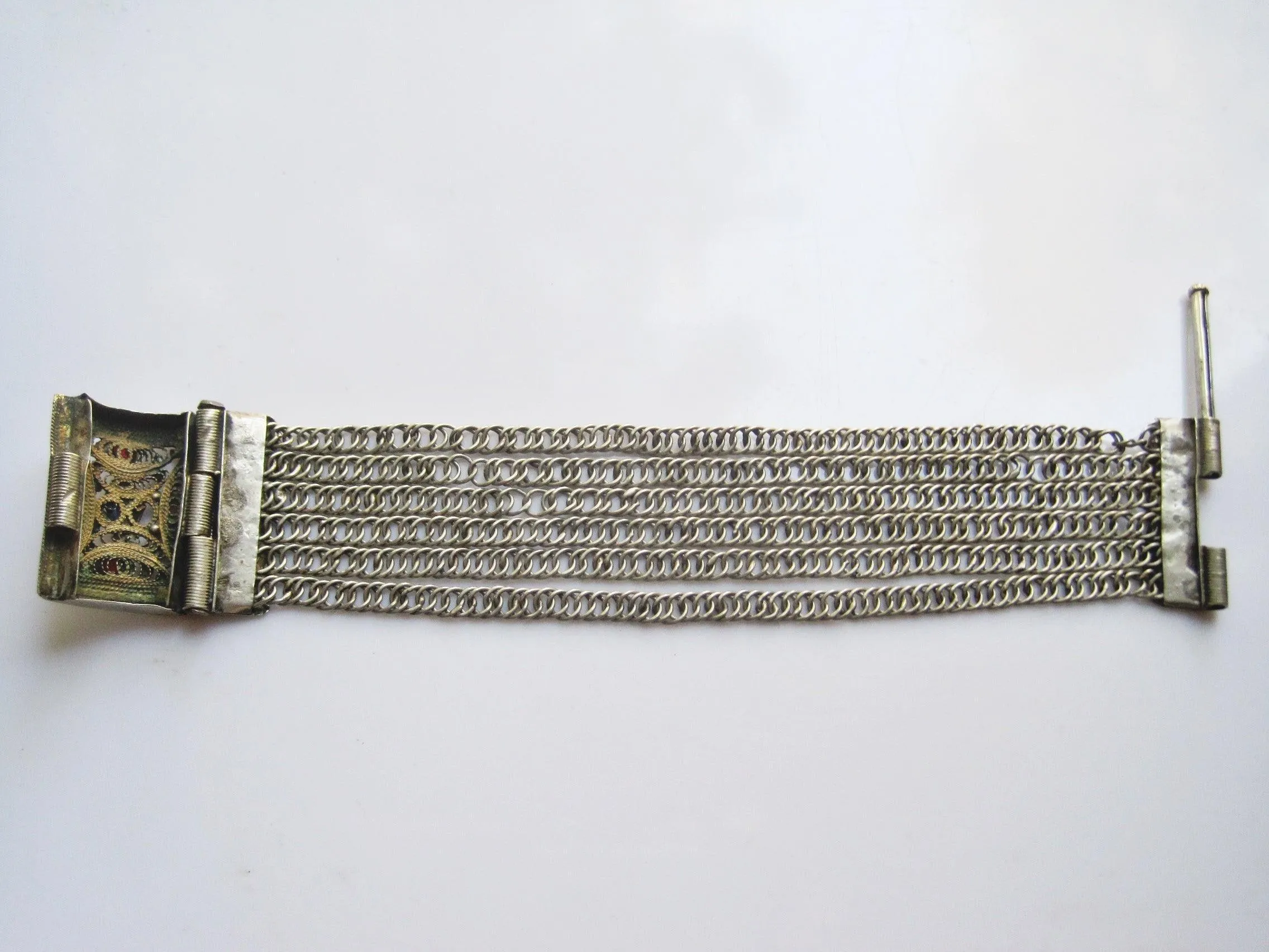 Antique Bosnian Silver Chain Bracelet Balkan Jewelry from The Ottoman Era