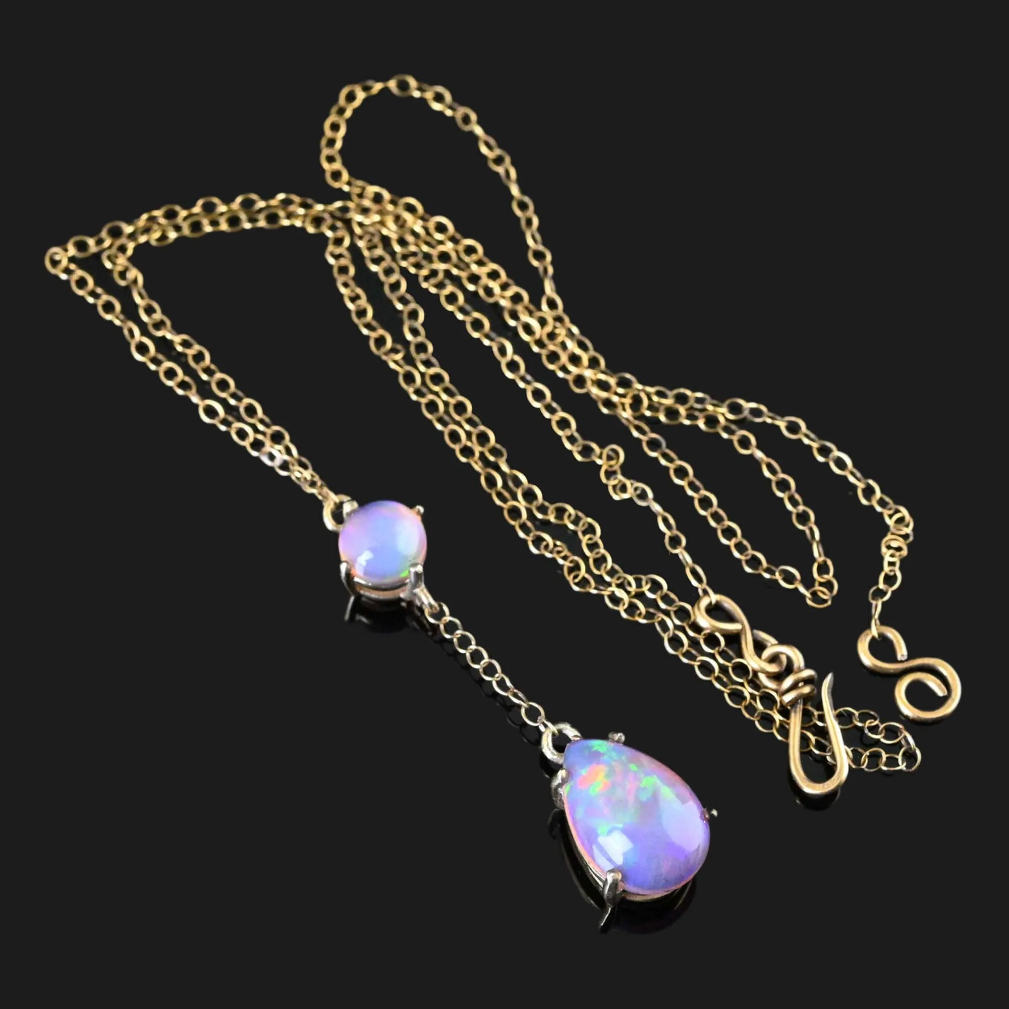 Antique Edwardian Teardrop Pear Opal Necklace