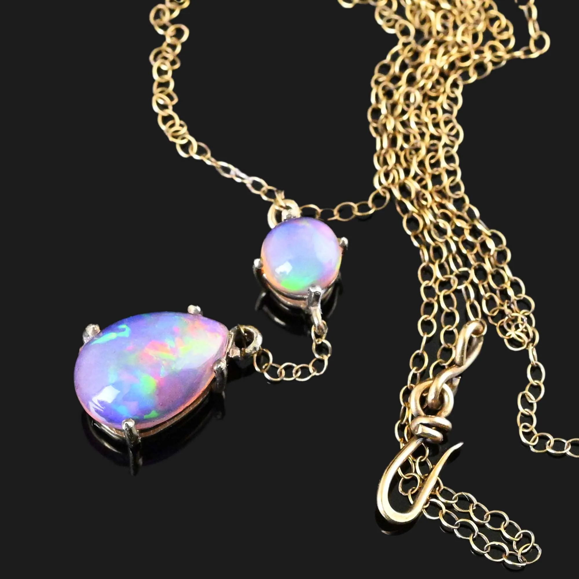 Antique Edwardian Teardrop Pear Opal Necklace