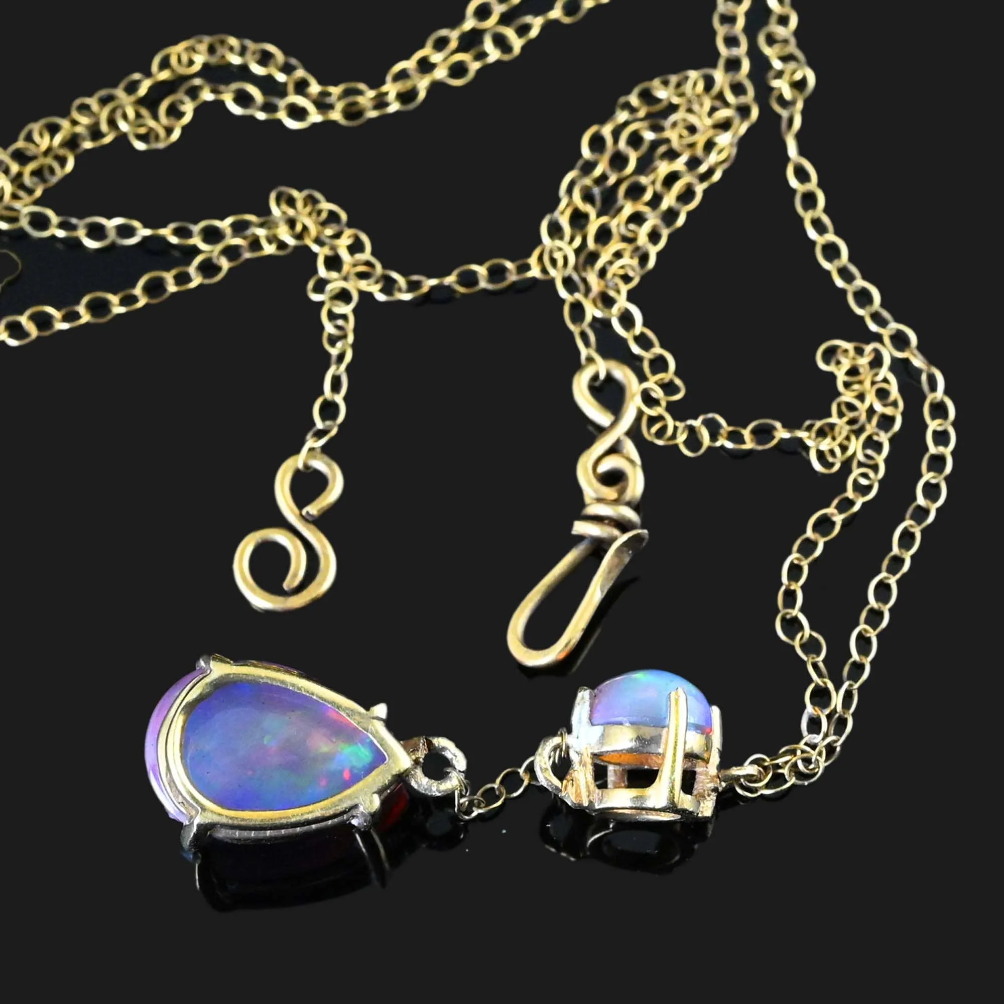 Antique Edwardian Teardrop Pear Opal Necklace