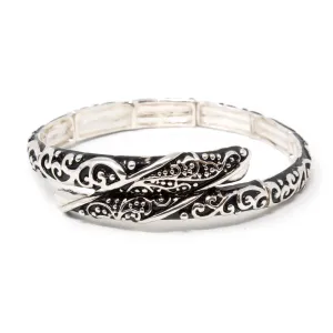 Antique Silver Stretch Curl Bracelet Filigree