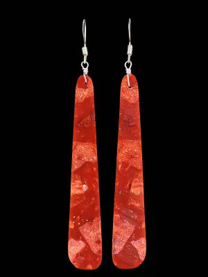 Apple Coral Slab Santo Domingo Dangle Earrings