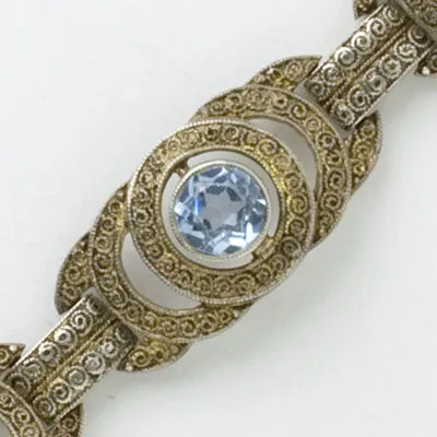 Aquamarine & Gilt Sterling Filigree Theodor Fahrner Bracelet