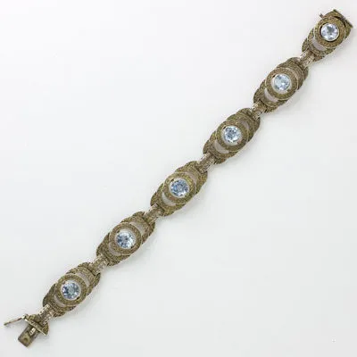 Aquamarine & Gilt Sterling Filigree Theodor Fahrner Bracelet