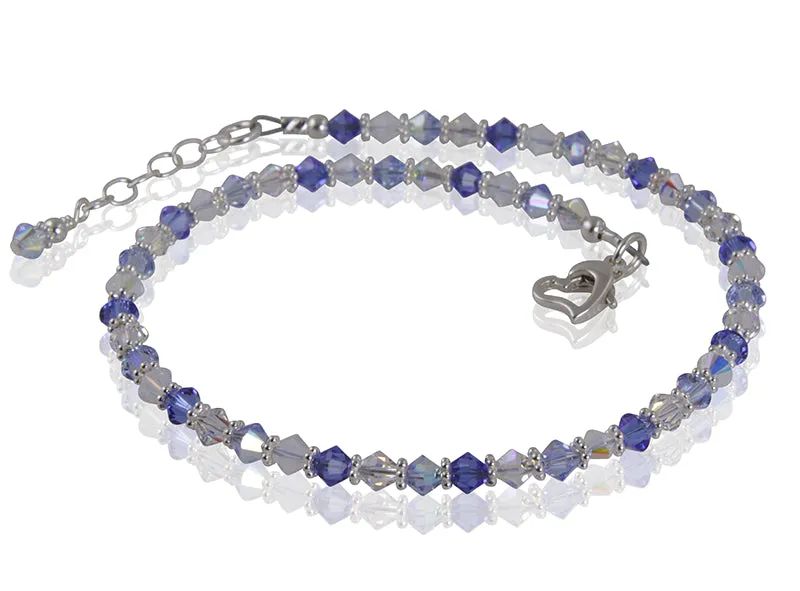 Aurora - Something Blue Beaded Crystal Anklet