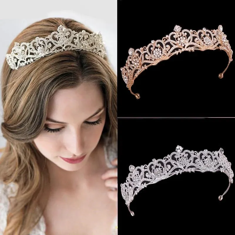 Beautiful Silver or Gold Crystal Heart Swirl Bridal Tiara Headpiece