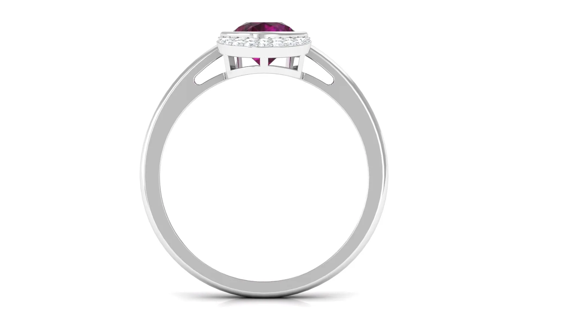 Bezel Set Rhodolite Teardrop Cocktail Ring with Diamond Accent