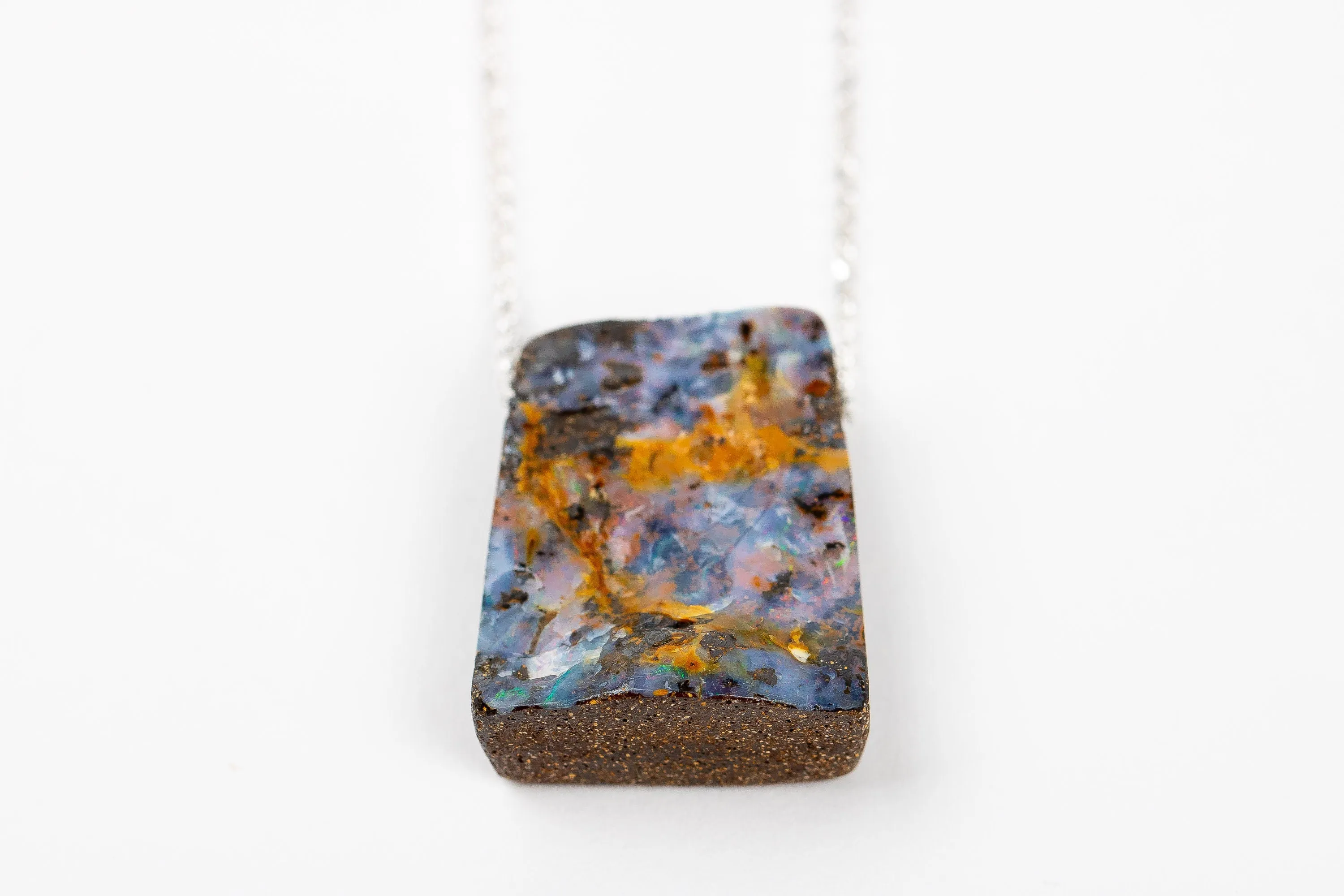 Blue and Orange Boulder Opal Necklace