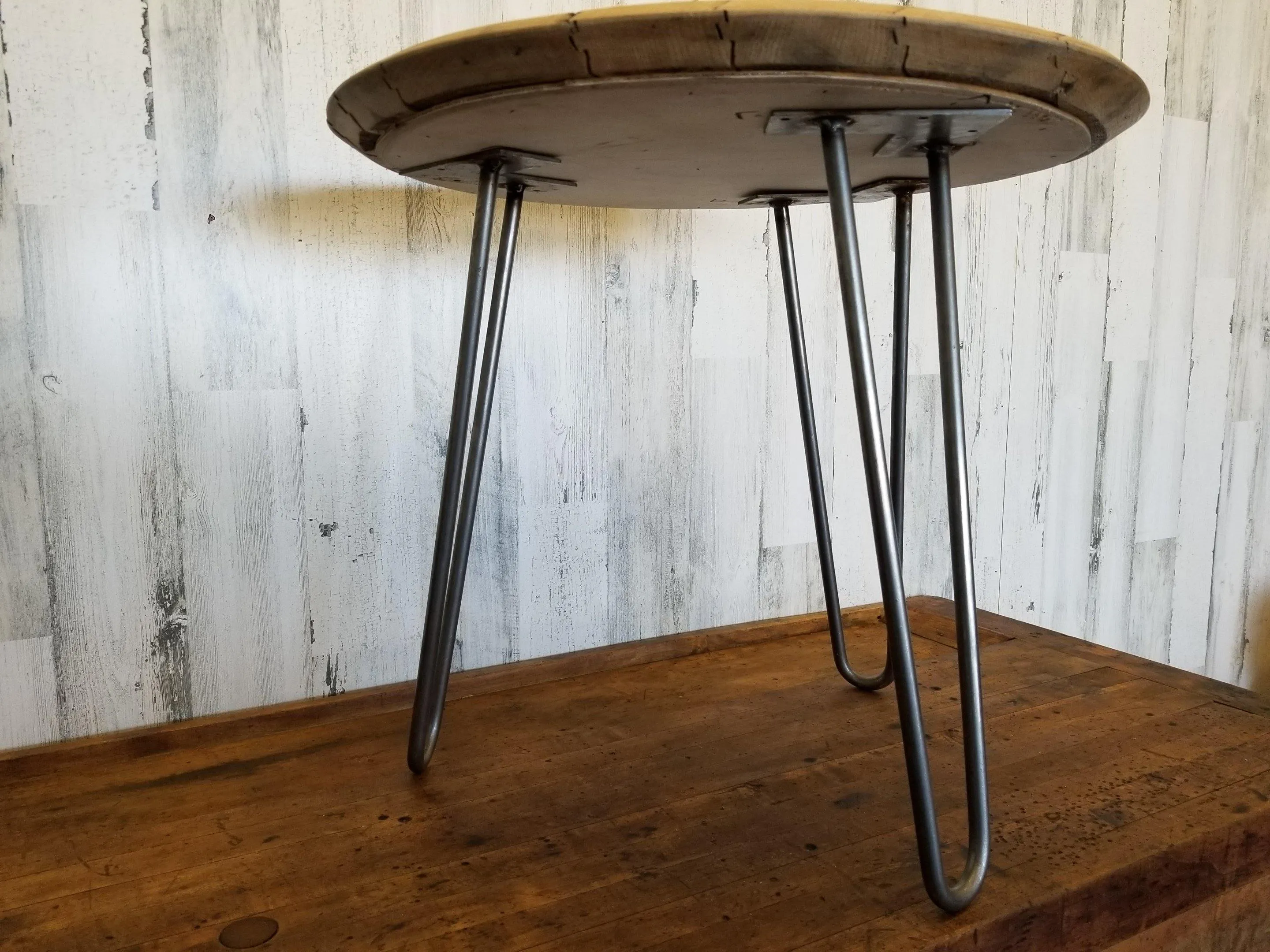 Bourbon Head Clear Coat Side Table with Hairpin Legs