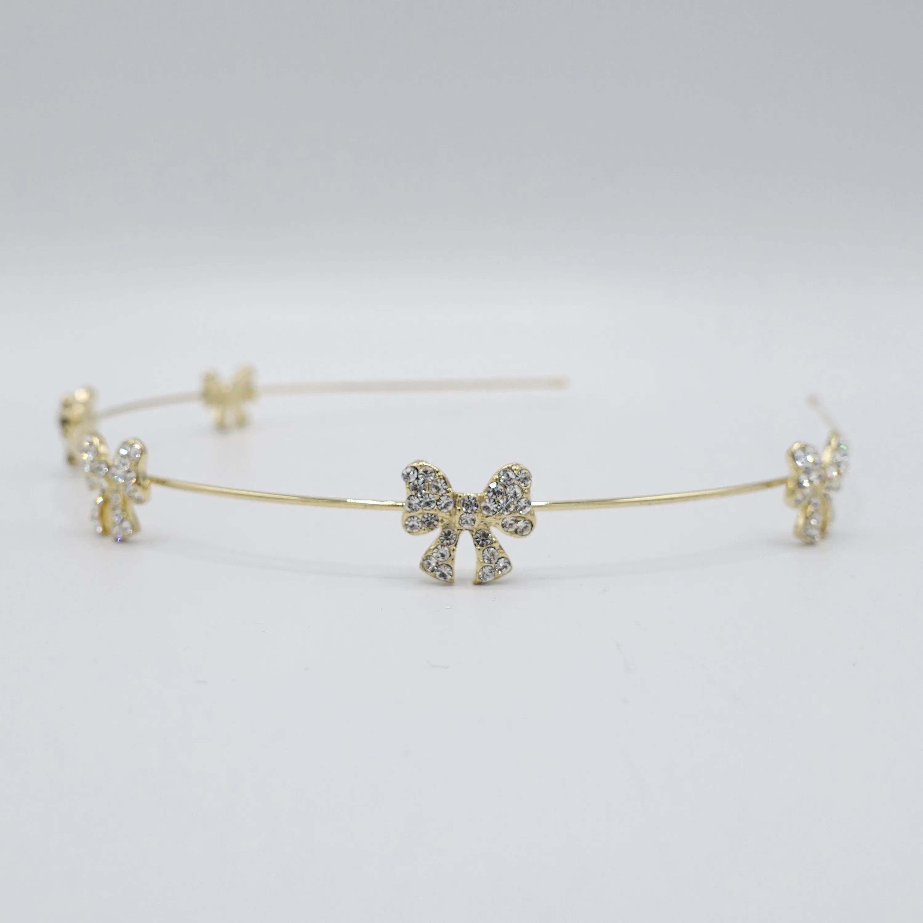 bow knot rhinestone embellished metal thin headband