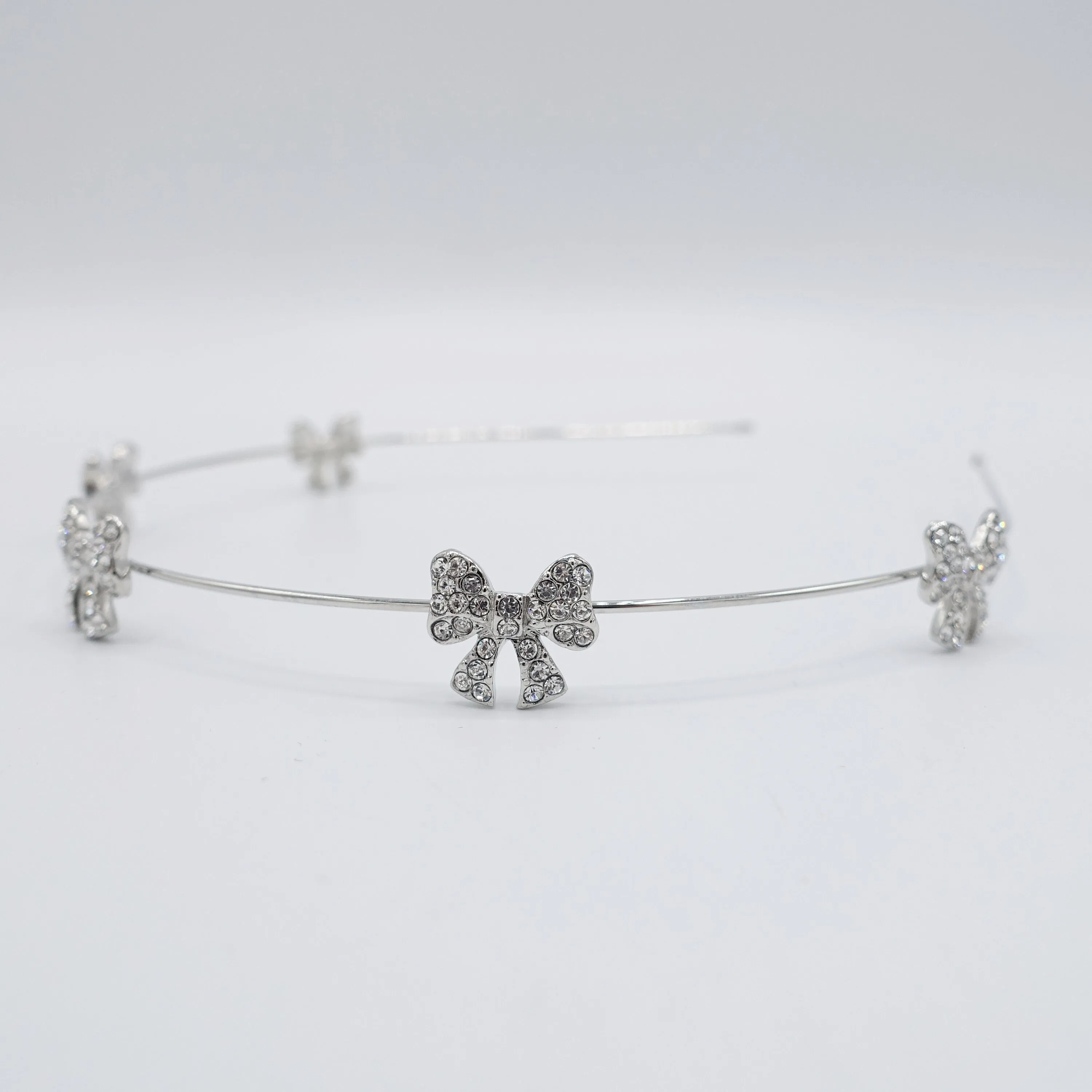 bow knot rhinestone embellished metal thin headband