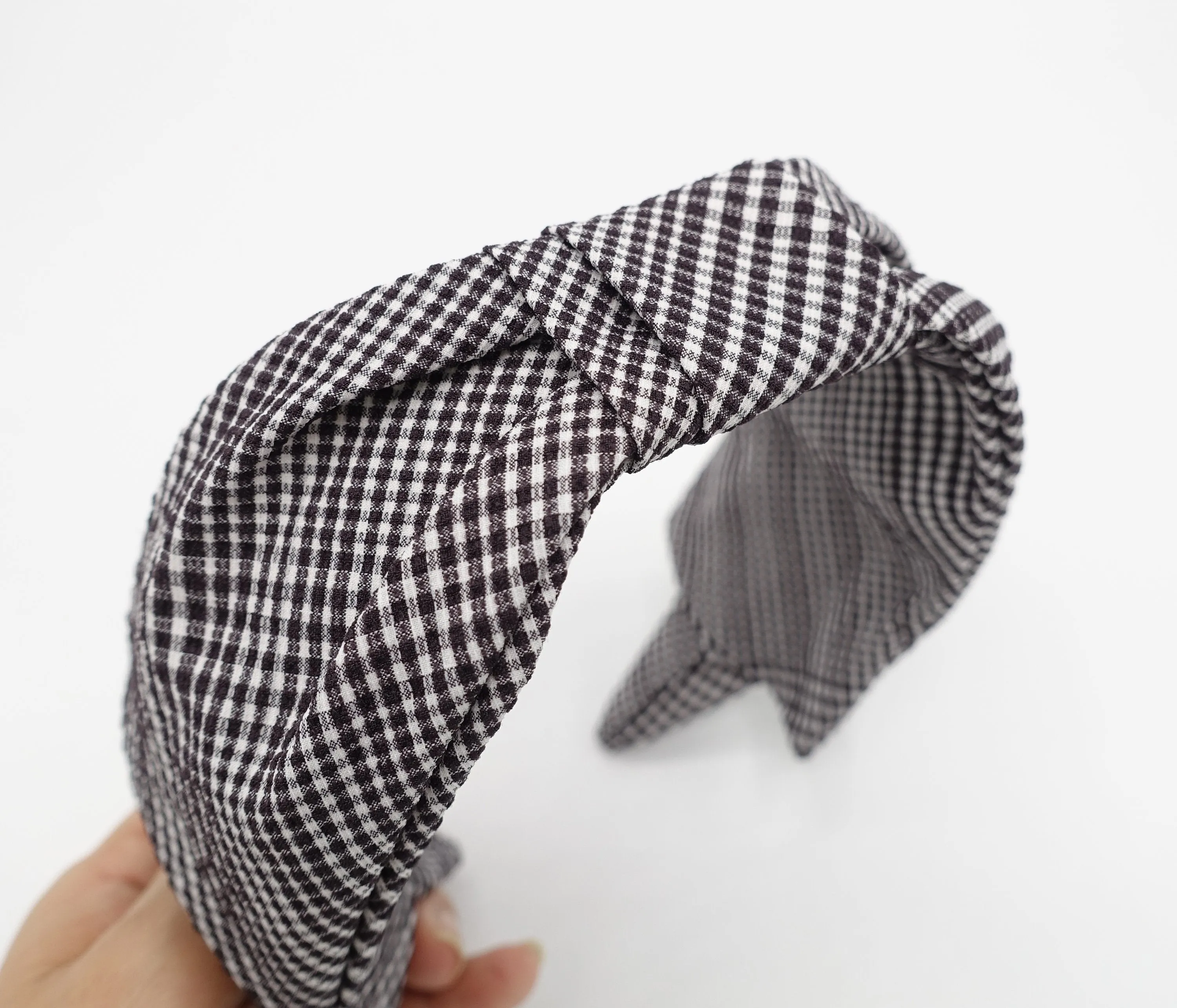 bow tie headband seersucker Spring Summer check hairband for women