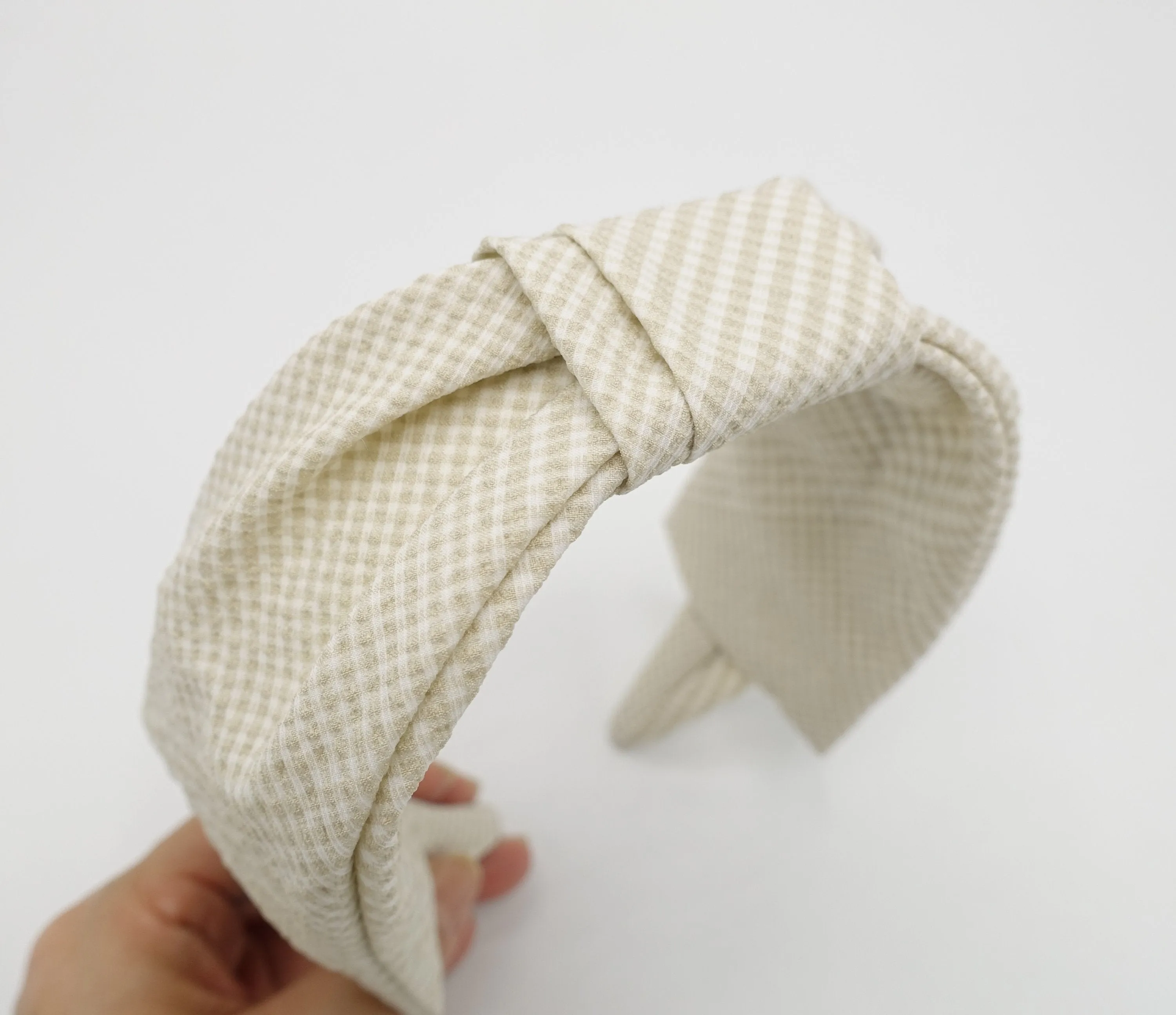 bow tie headband seersucker Spring Summer check hairband for women