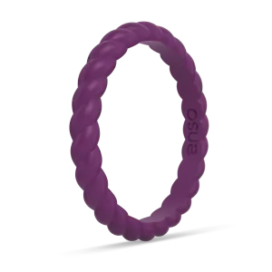 Braided Stackable Silicone Ring - Plum