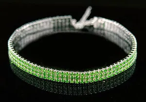 Bridal 3 Row Green Crystal Rhinestone Choker XC007