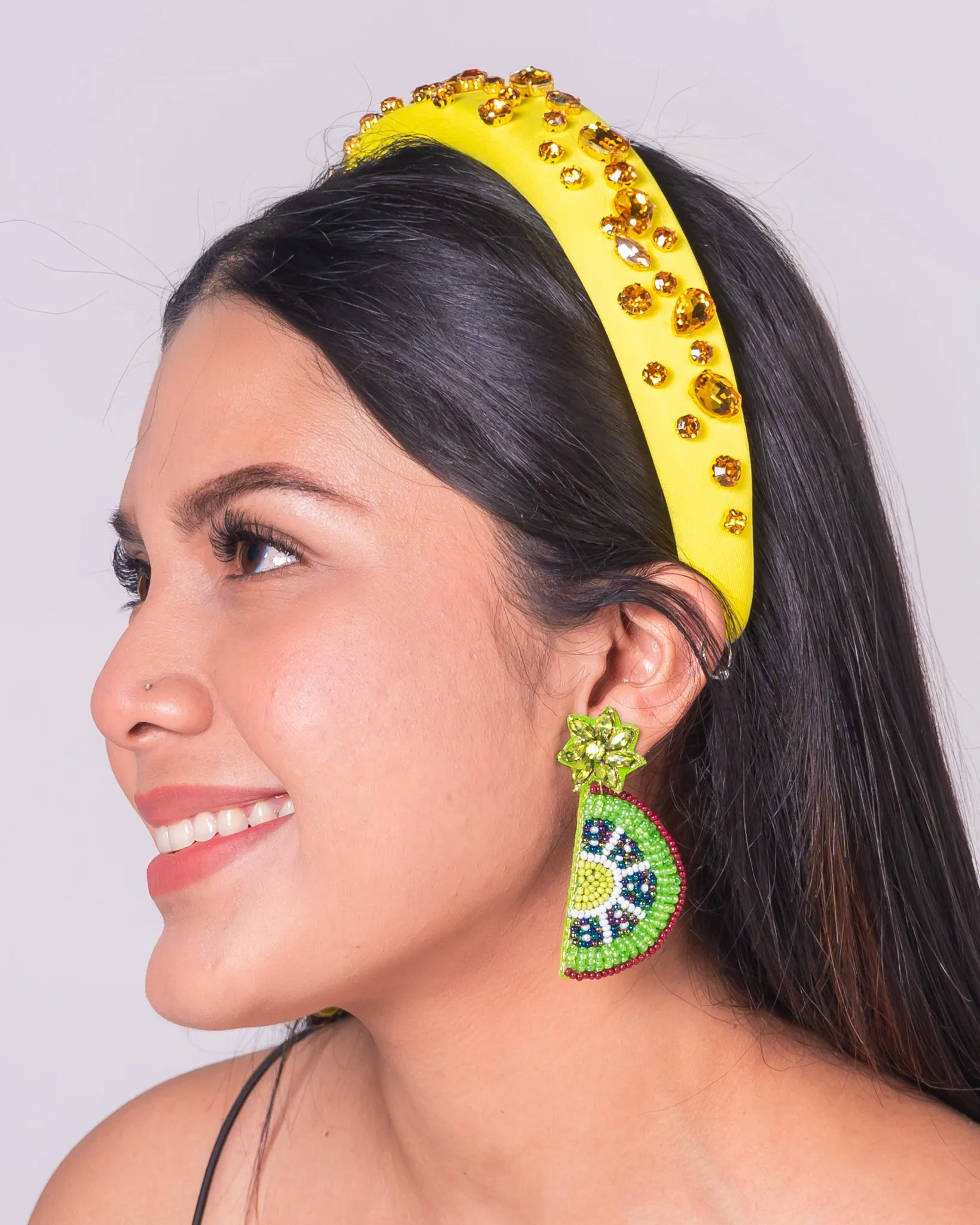 Camelia Yellow Padded Baroque Headband