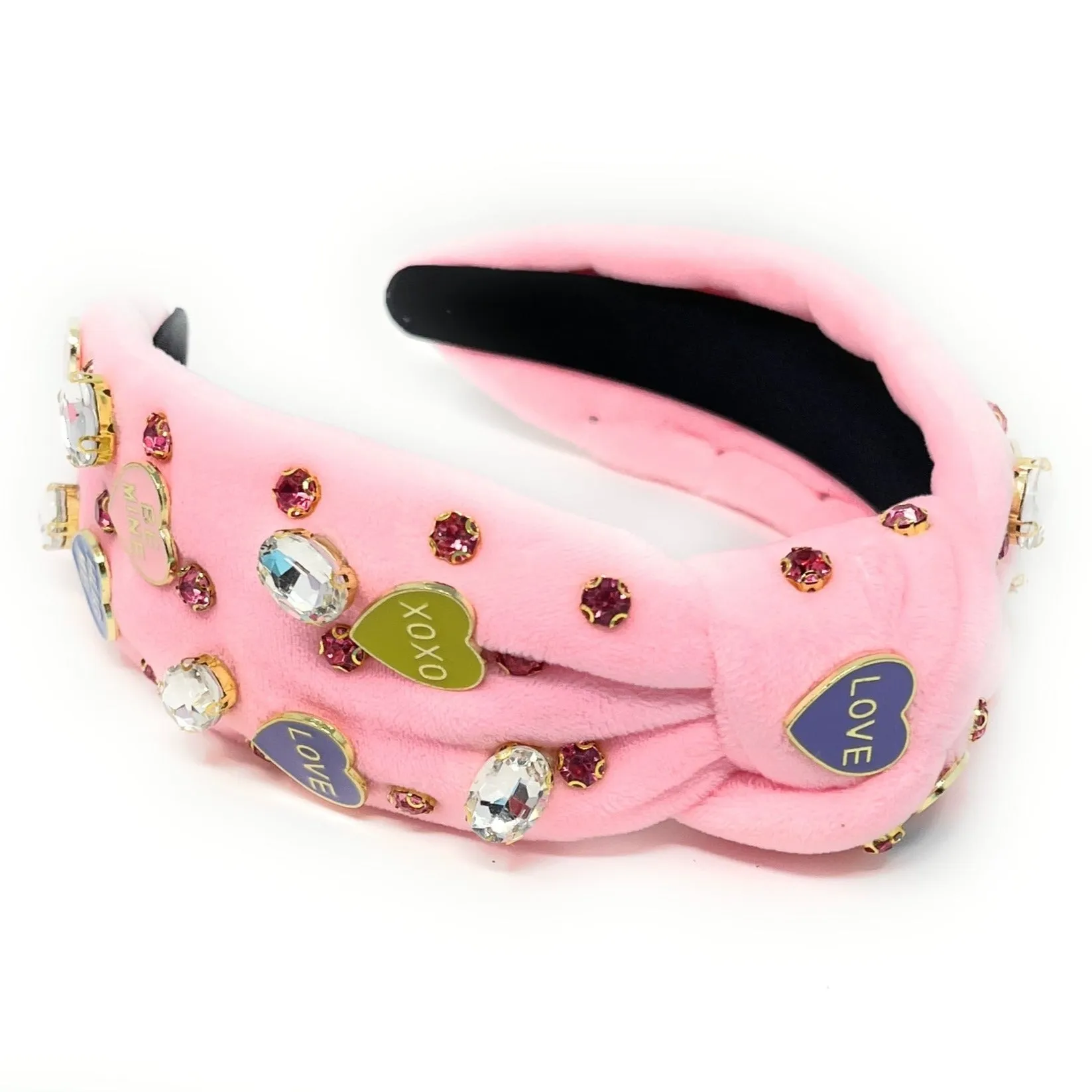 Candy Hearts Pink Jeweled Knot Headband