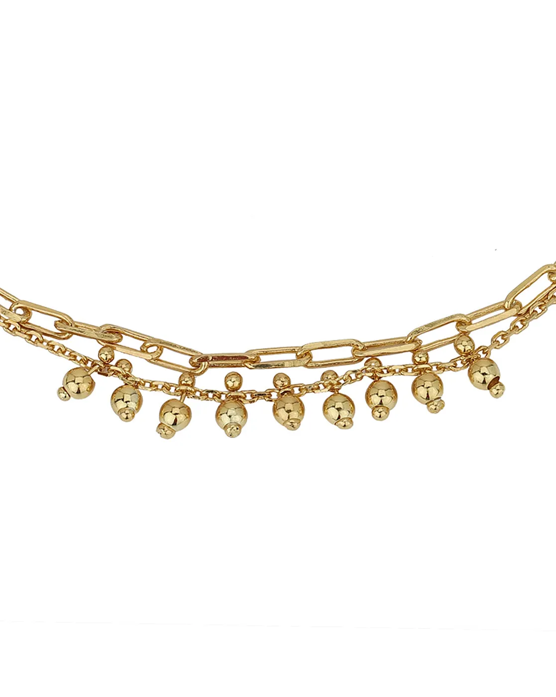 Carlton London 18Kt Gold Plated Double Layer Anklet With Dangling Beads