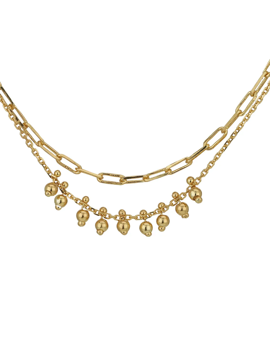 Carlton London 18Kt Gold Plated Double Layer Anklet With Dangling Beads