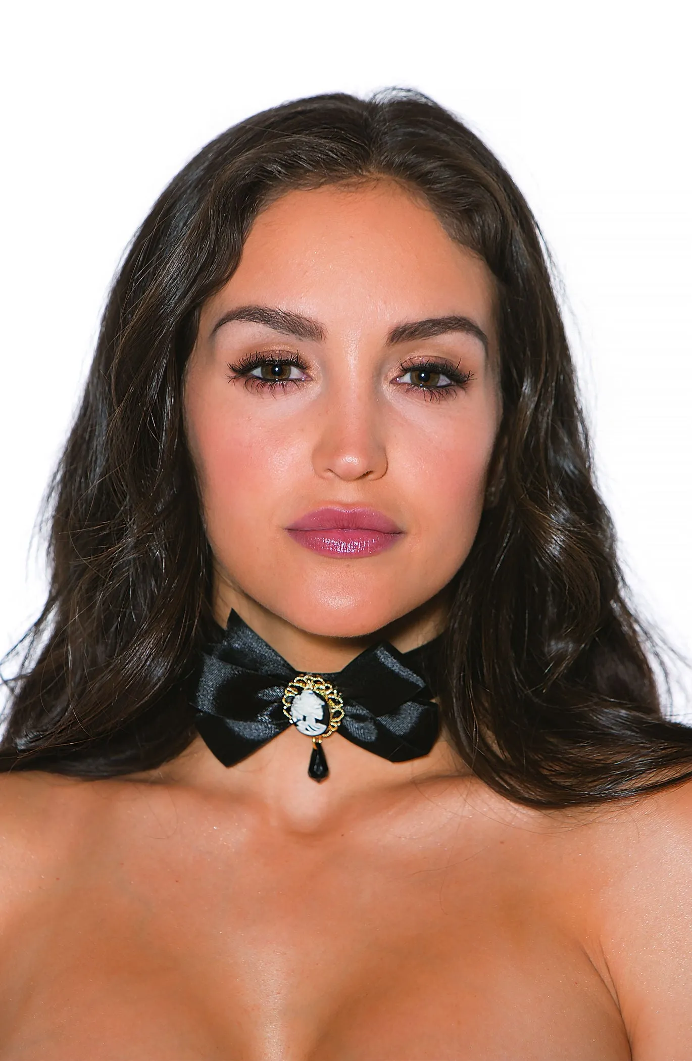 Choker Ribbon Bow Cameo Black