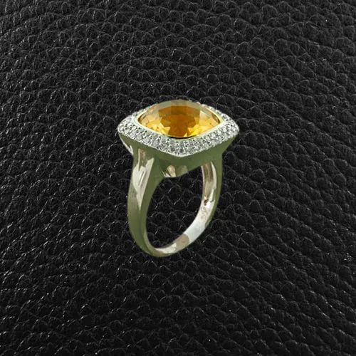 Citrine & Diamond Cocktail Ring