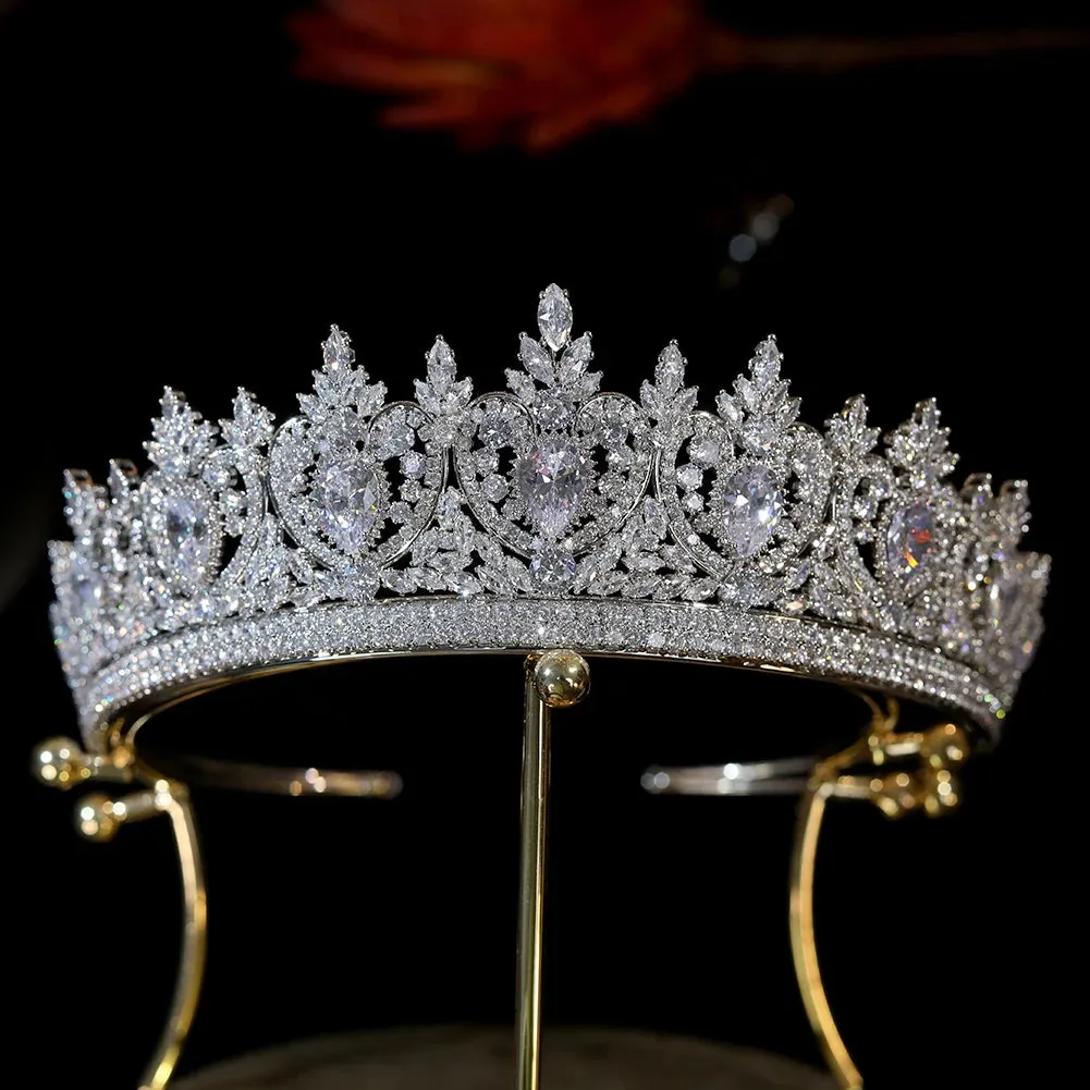 Classic Cubic Zirconia Tiara Crystal Crown Wedding Hair Accessory