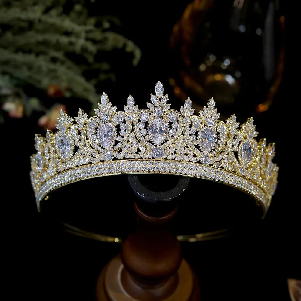 Classic Cubic Zirconia Tiara Crystal Crown Wedding Hair Accessory