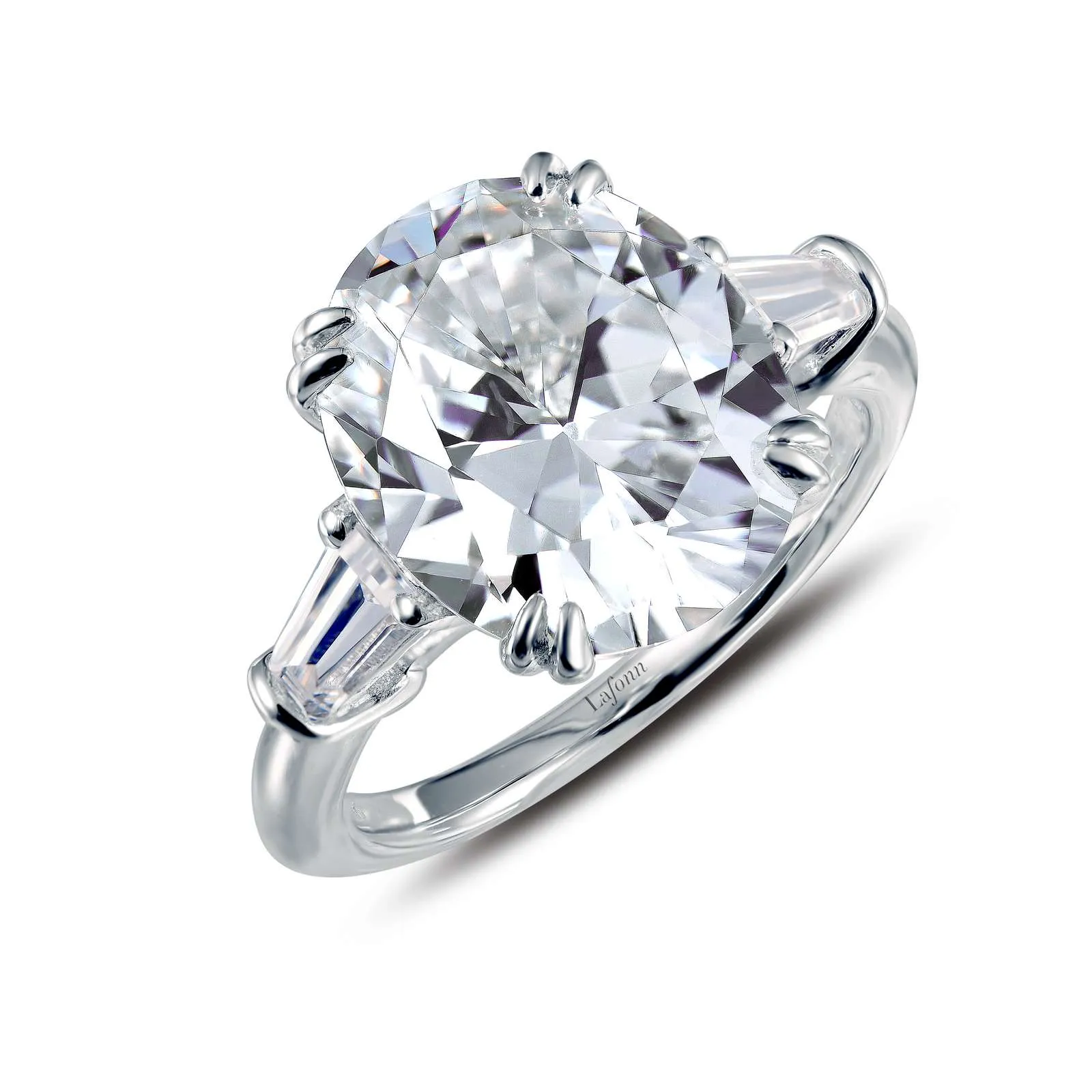 Classic Three Stone Engagement Ring in Sterling Silver