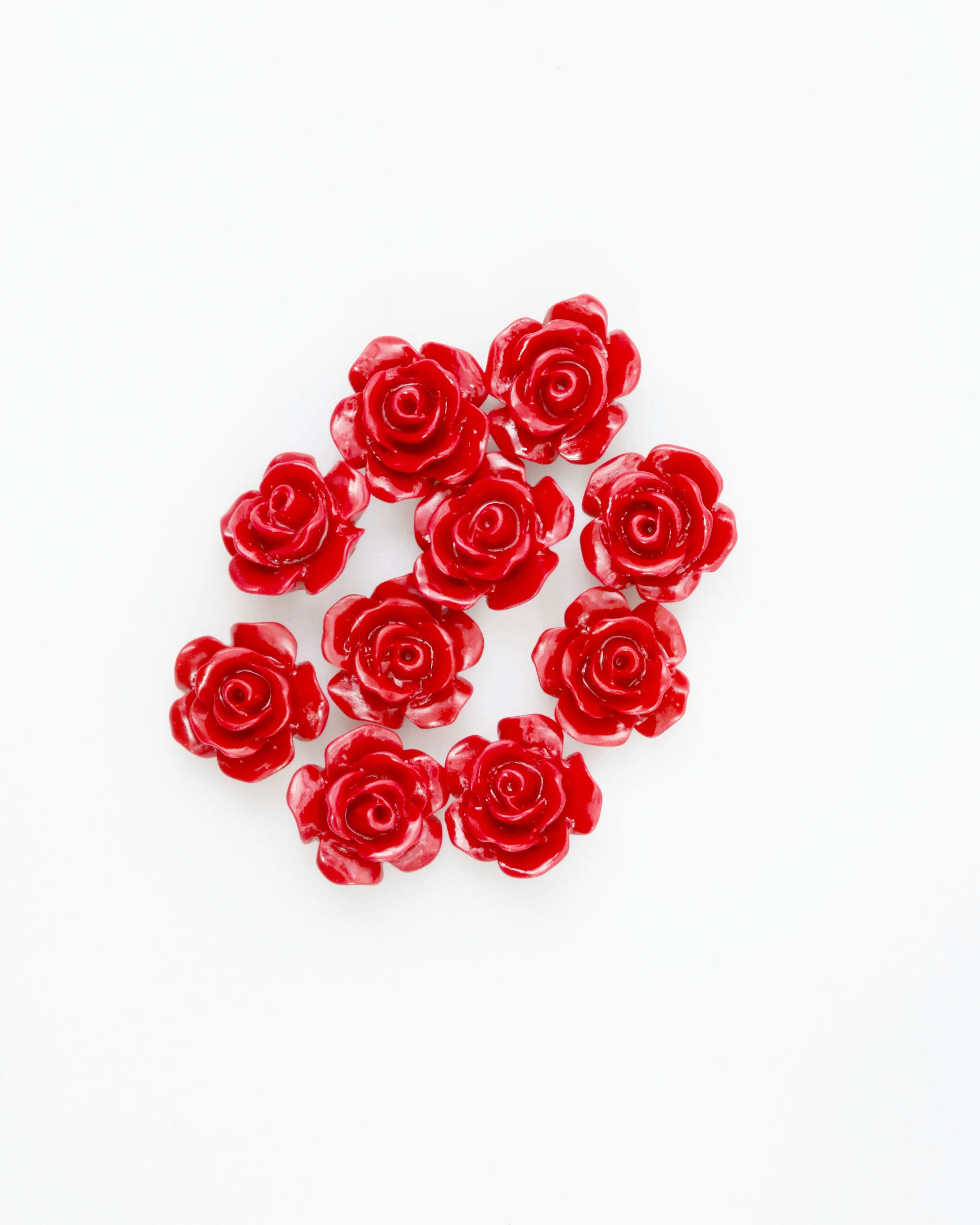 Composite Coral Flower Beads Red Flower Beads Half Drilled Beads Red Bead Orange Bead Resin Coral Bead Rose Bead Rose DIY Jewelry 10mm SKU:115687