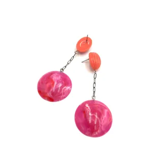 Coral & Hot Fuchsia Chain-Link Earrings