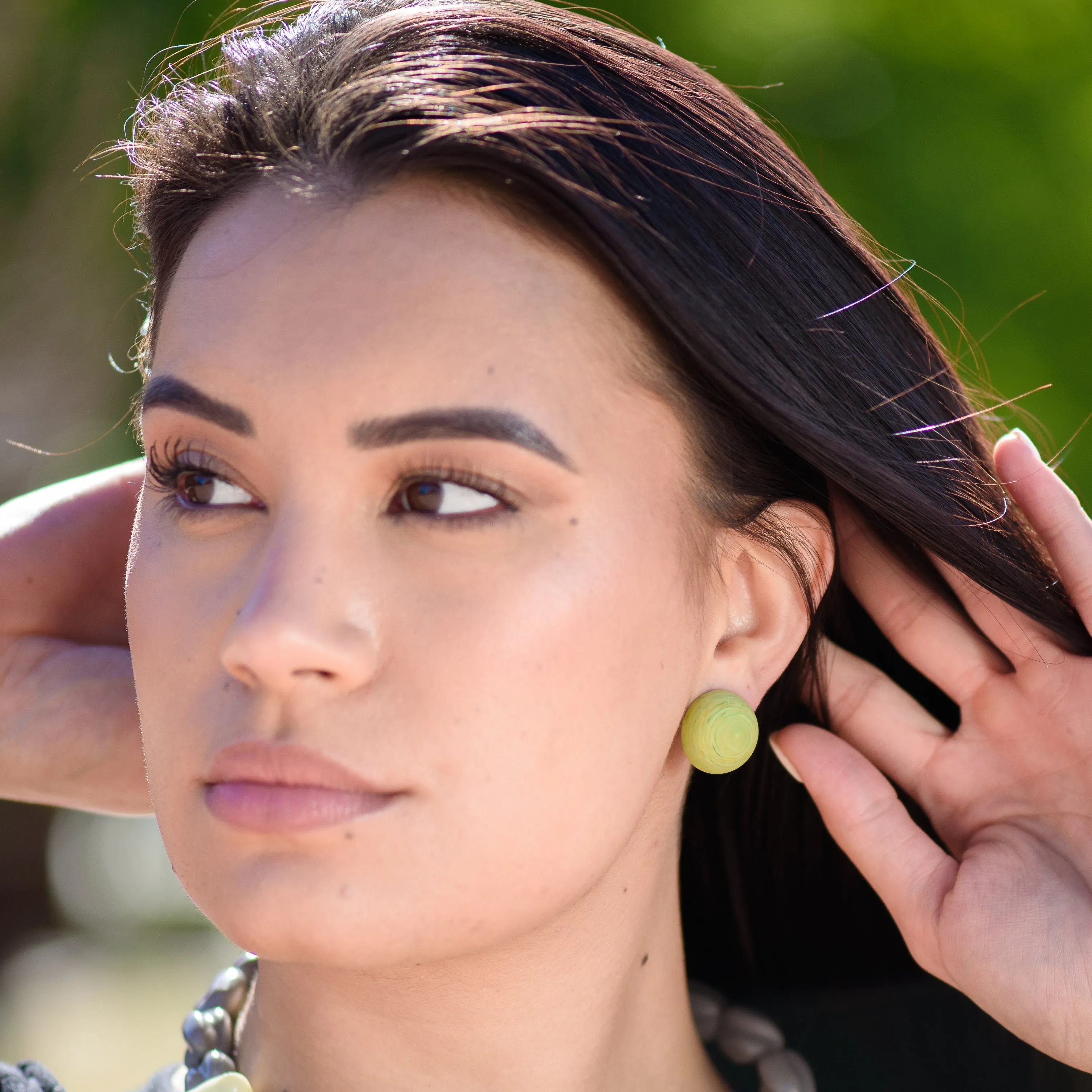 Coral Frosted Retro Button Stud Earrings