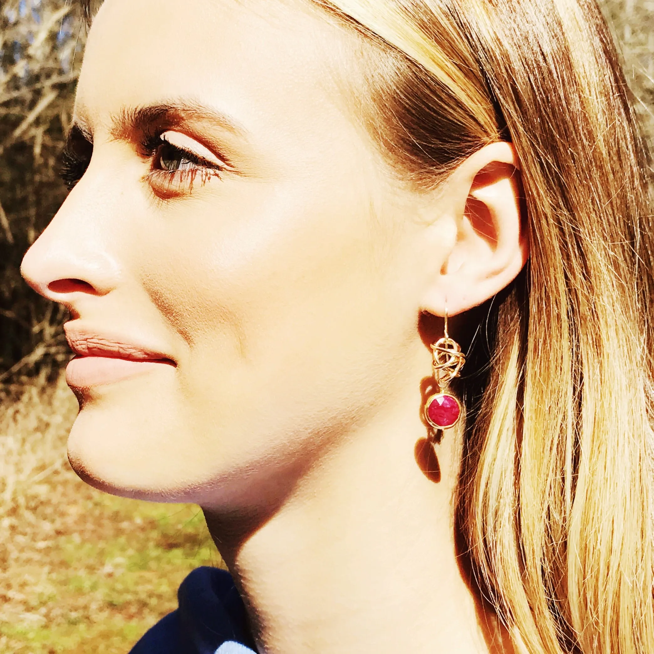 Coral Goldfill Swirl Earrings