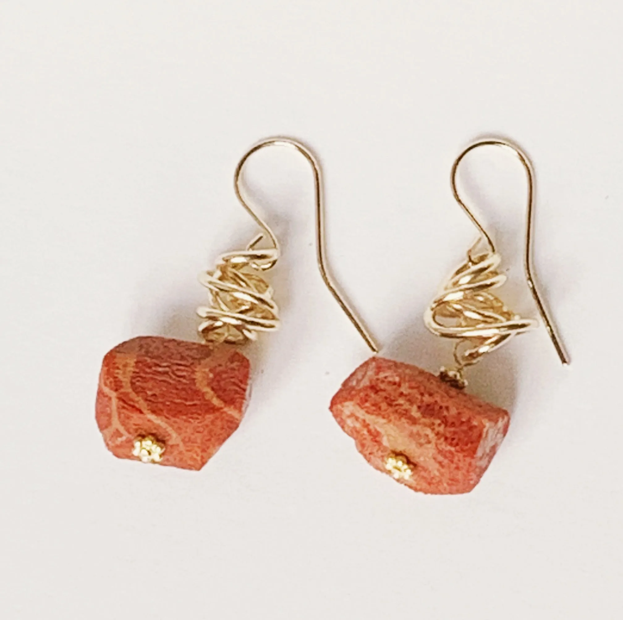 Coral Goldfill Swirl Earrings