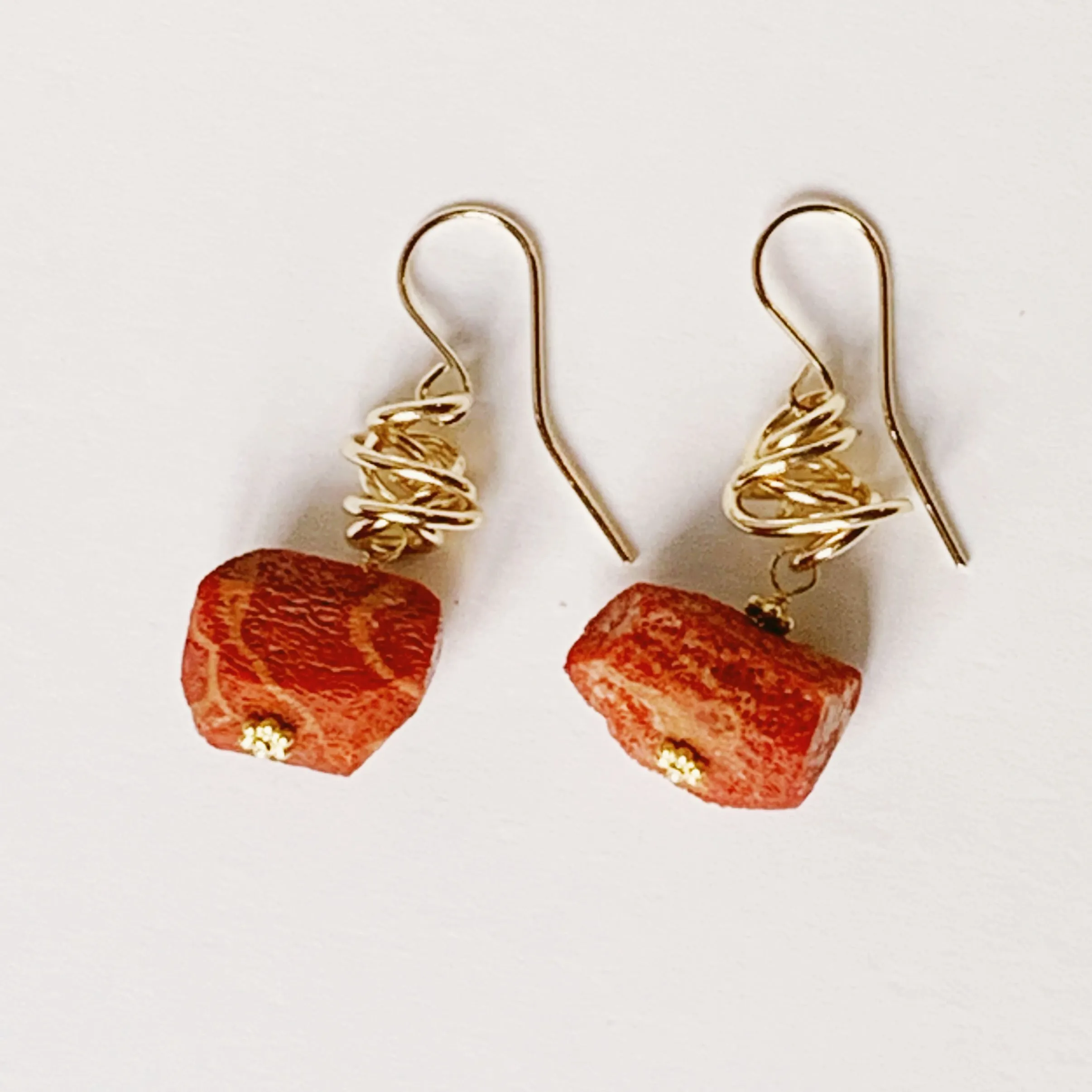 Coral Goldfill Swirl Earrings