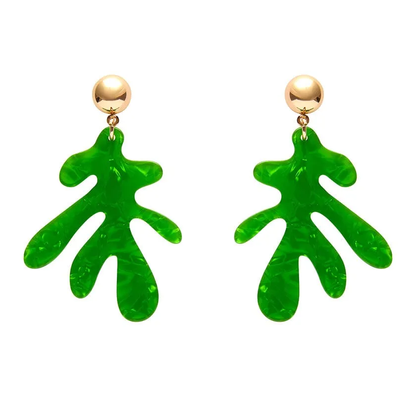 Coral Ripple Drop Earrings - Green