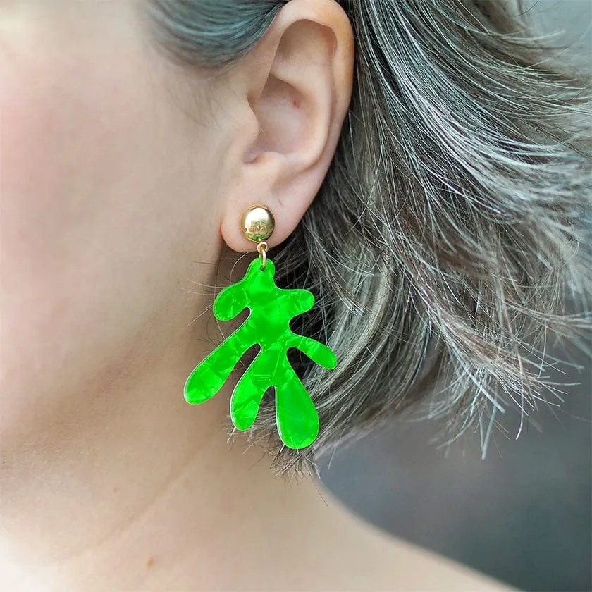 Coral Ripple Drop Earrings - Green