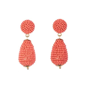 Coral Seed Bead Pierced Earring