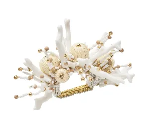 Coral Spray Napkin Ring in White & Natural Set of 4 by Kim Seybert