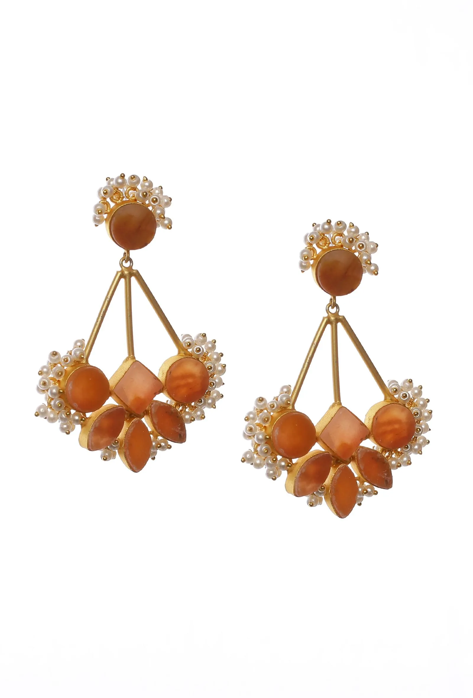 Coral Stone Pearl Earrings