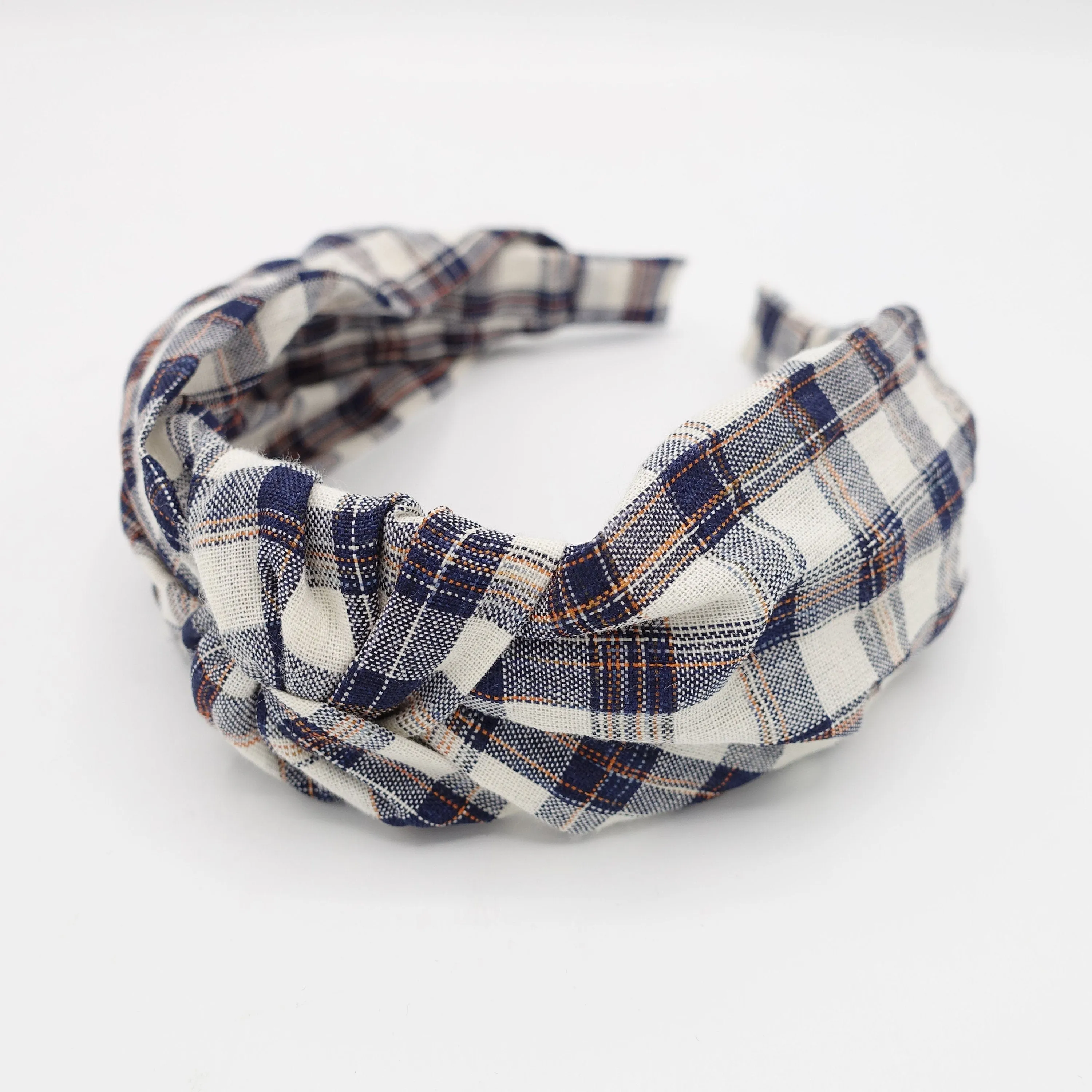 cotton knot headband tartan check hairband pretty plaid check fashion headband for women