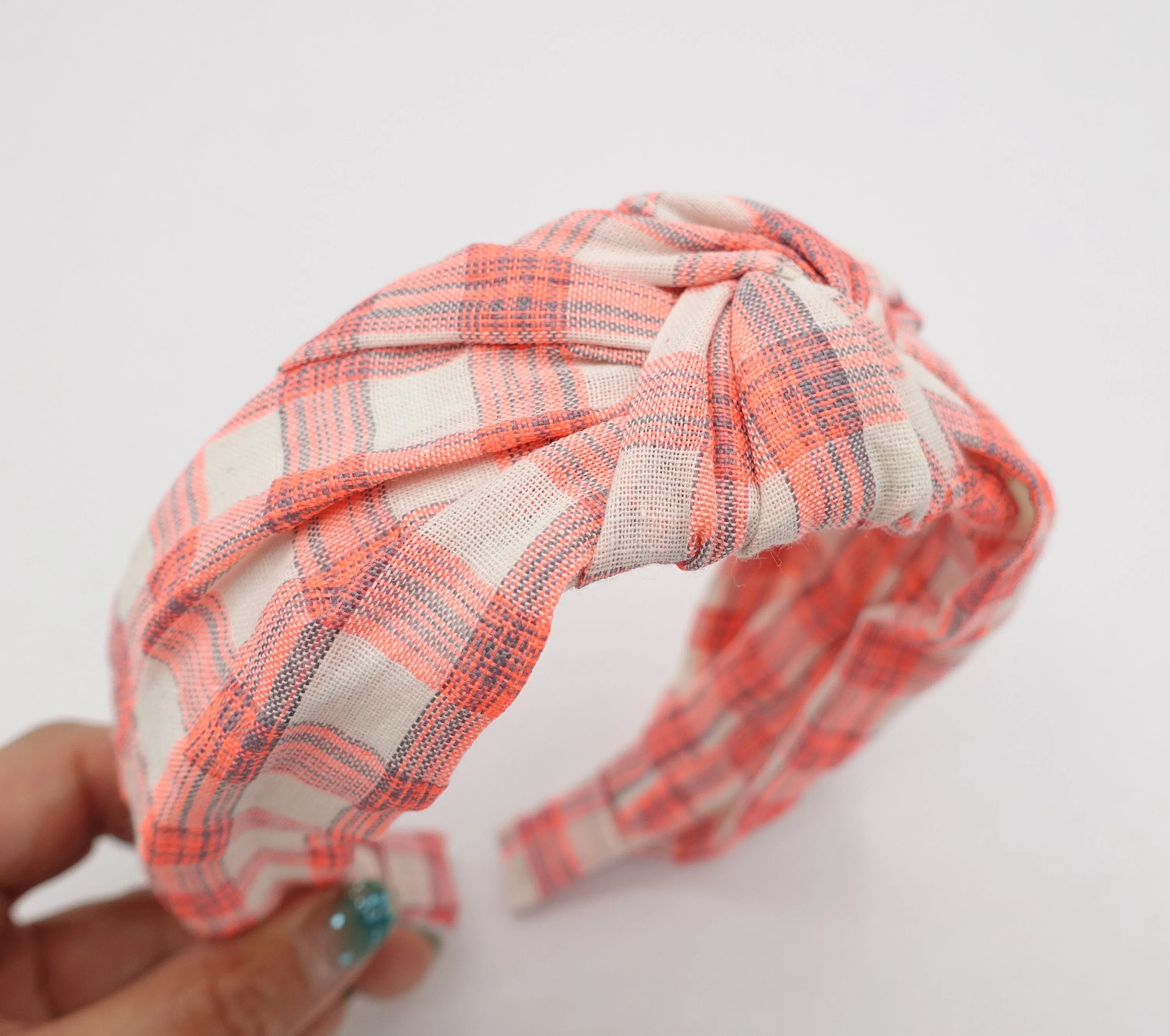 cotton knot headband tartan check hairband pretty plaid check fashion headband for women