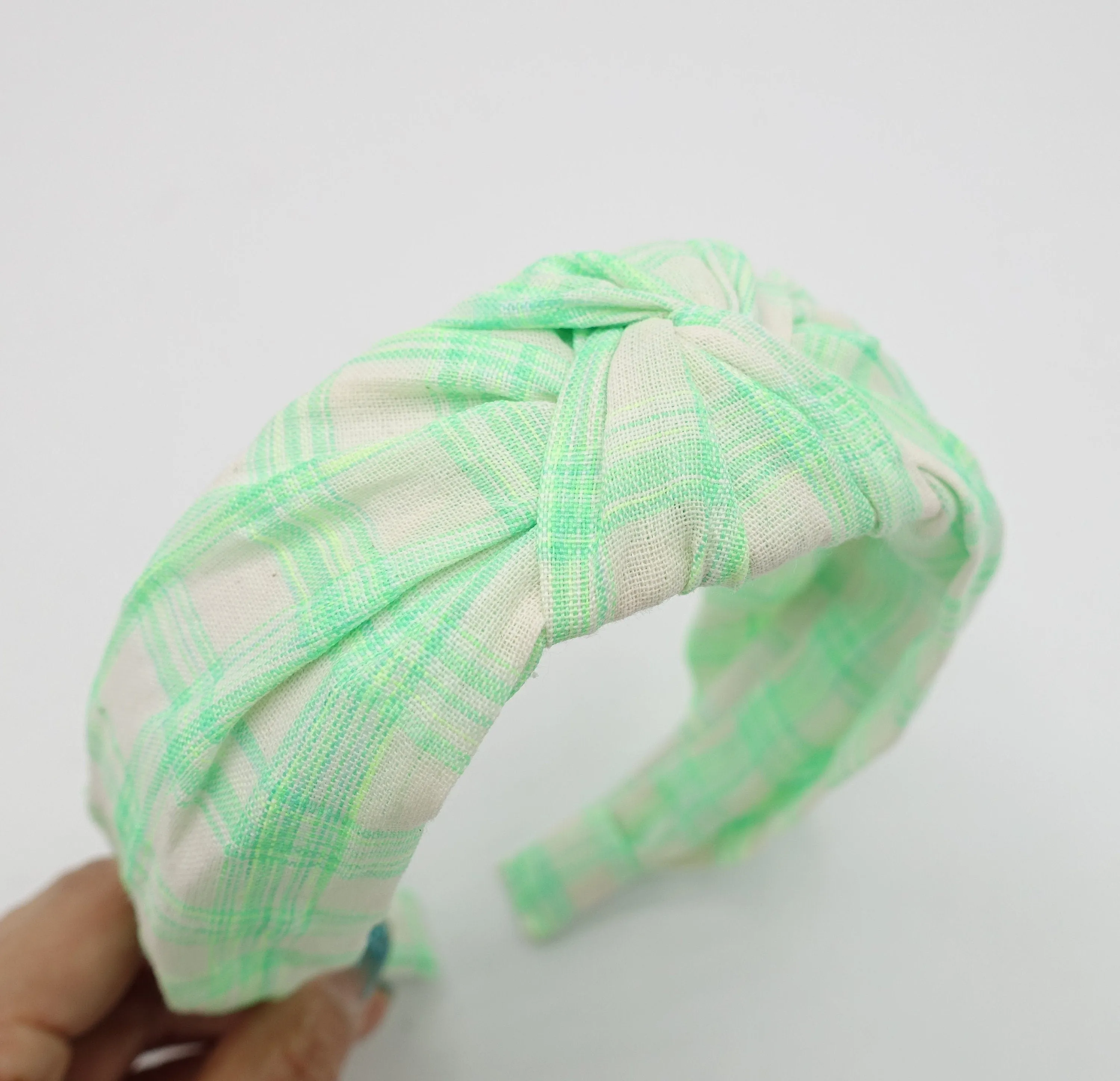 cotton knot headband tartan check hairband pretty plaid check fashion headband for women