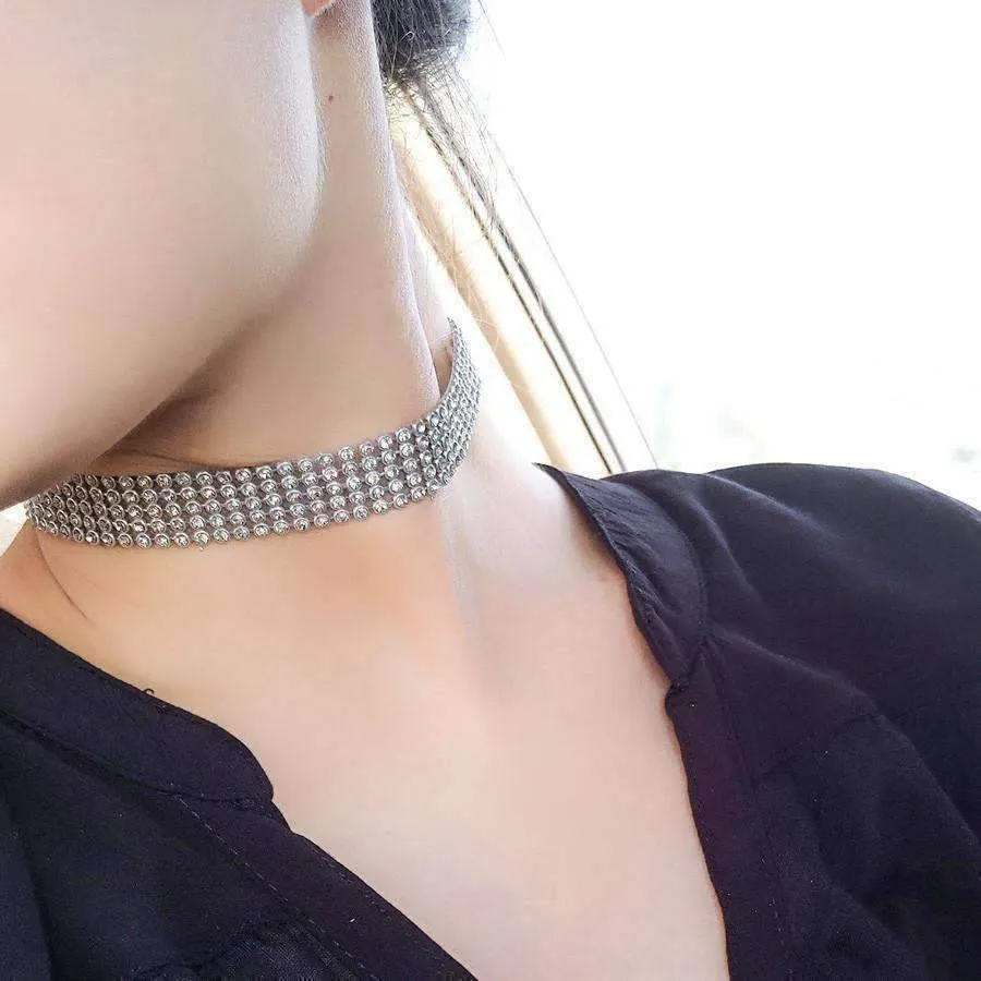 Crystal Clear Jeweled Rhinestone Choker in Four Sizes