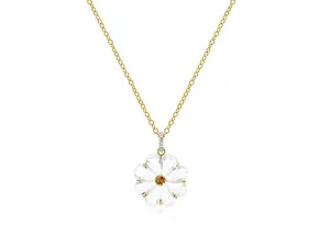 Crystal Quartz Flower & Yellow Sapphire Pendant