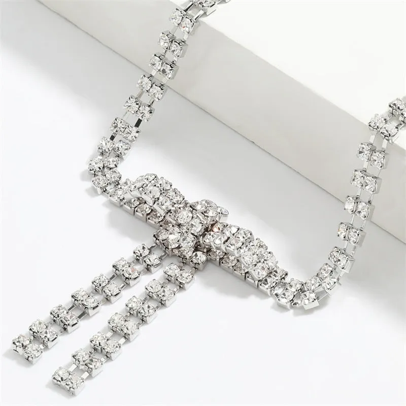 Crystal Rhinestone Bow Pendant Choker Necklace and Other Styles -Gifts For Any Occasion-Bridesmaids-Wedding Accessories