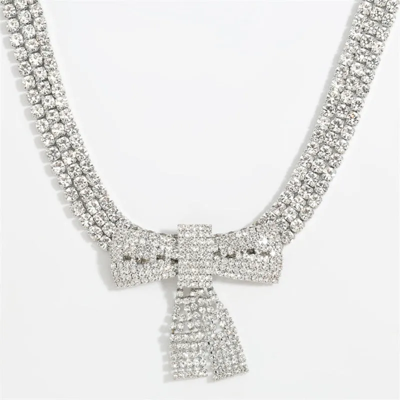 Crystal Rhinestone Bow Pendant Choker Necklace and Other Styles -Gifts For Any Occasion-Bridesmaids-Wedding Accessories